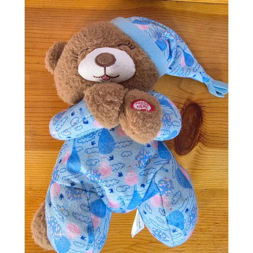 Midwood Brands Teddy Bear Plush Blue Pajamas Nightcap Press Here 11 Inch